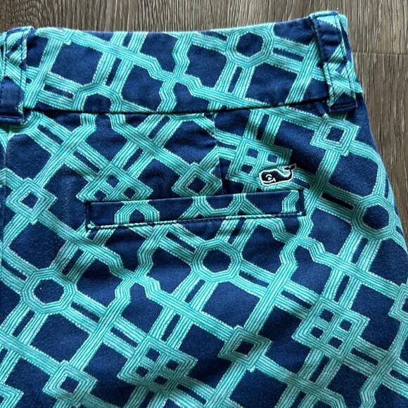 Vineyard Vines Dayboat Lattice Shorts Size 2 Green Blue Low Rise 3" Inseam - Picture 4 of 5